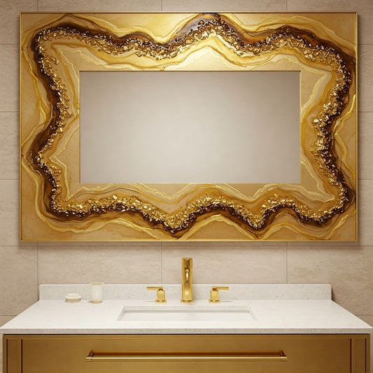 Golden Luxe Resin Round Mirror