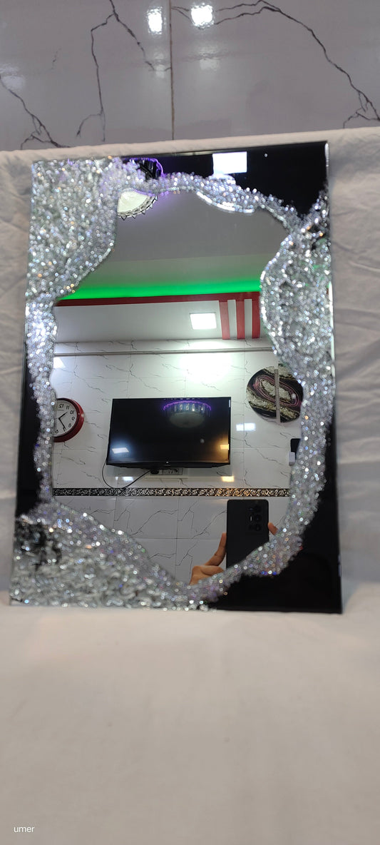 Golden Sand Mirror – Earthy Beige & Gold Resin Mirror with Subtle Sparkle