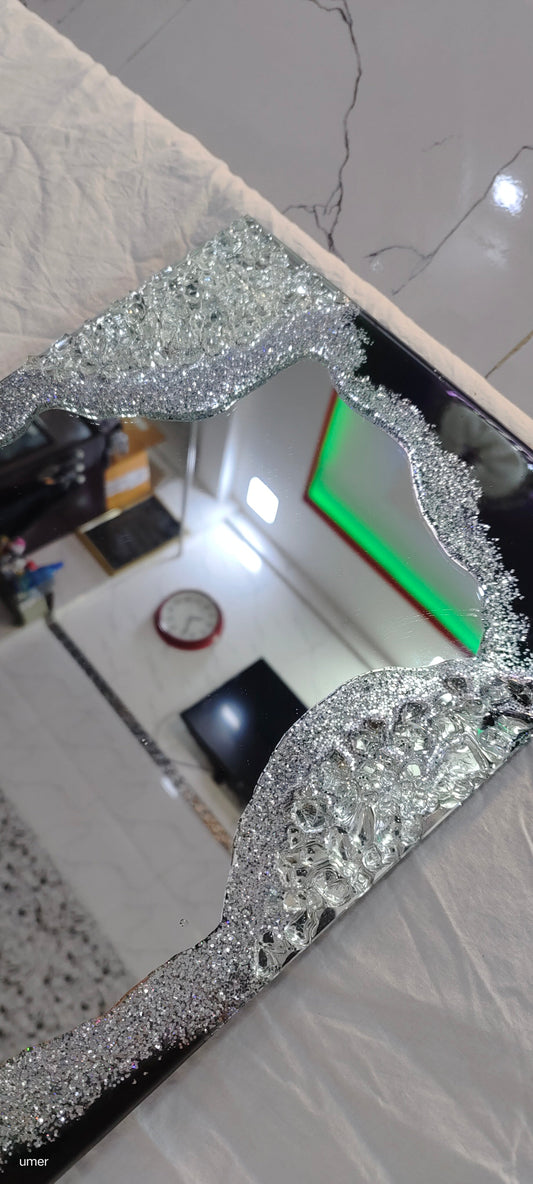 Peacock Aura Mirror – Teal, Blue & Gold Resin Mirror with Jewel-Toned Finish