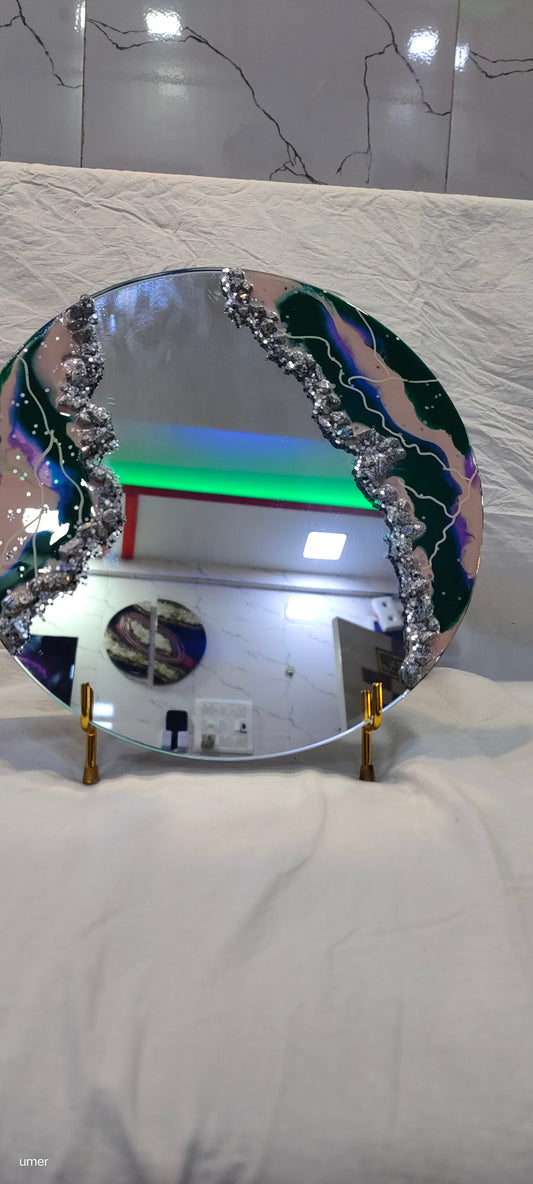 Lavender Dream Mirror – Pastel Purple Resin Mirror with Crystals & Silver Sparkle