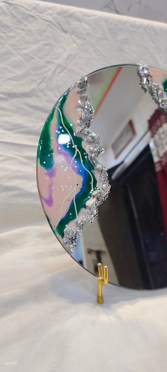 Midnight Marble Mirror – Black & Gold Resin Mirror with Luxe Finish