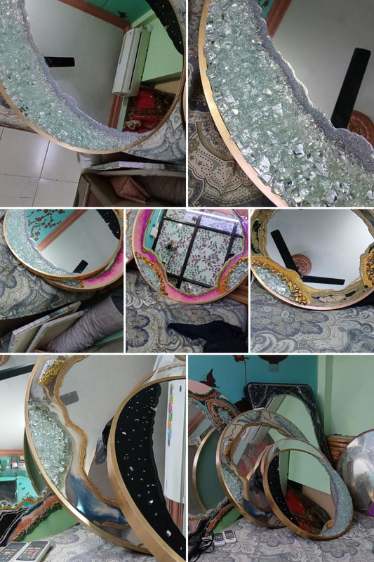 Resin Art Craft Round Royal Mirror